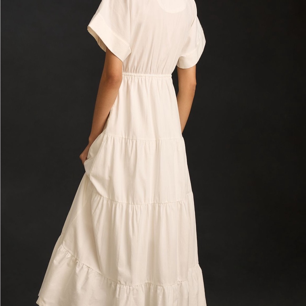 Anthropologie Cream Maxi Dress with Tiered Skirt - Picture 2 of 8